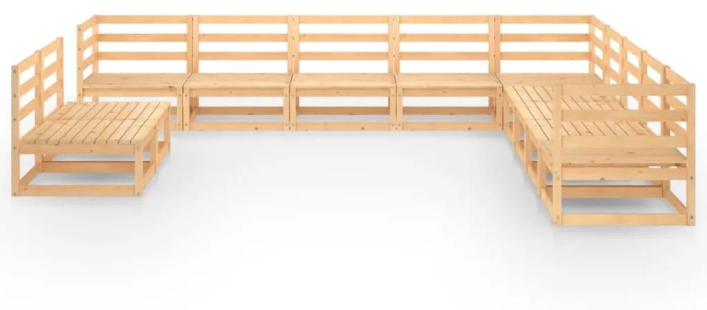 Set mobilier de gradina, 11 piese, lemn masiv de pin Maro, 1, nu