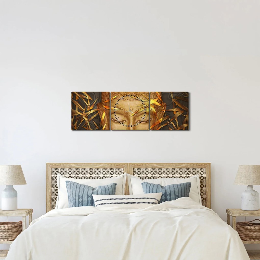 Tablou - Buddha de aur (cu ceas) (90x30 cm)