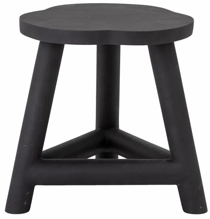 Taburet rotund din lemn de mango, negru, 35 X 38 cm, Malie