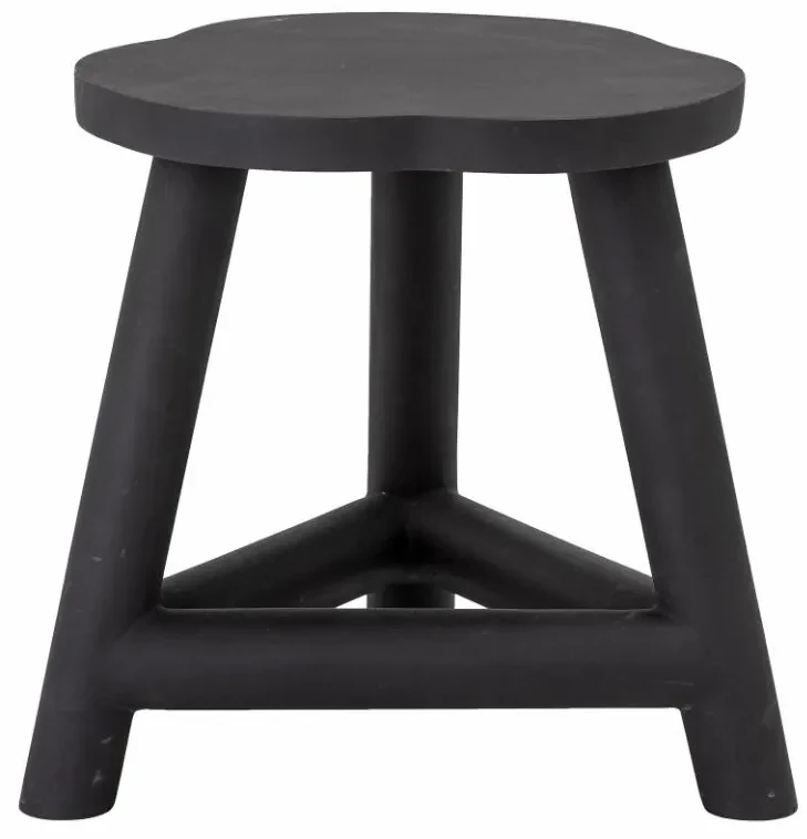 Taburet rotund din lemn de mango, negru, 35 X 38 cm, Malie