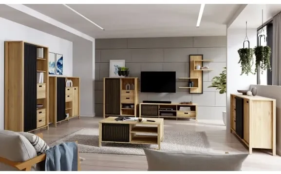 Bufet Justyna Stejar Mauvella Si Negru, 174.8 Cm | BIANO