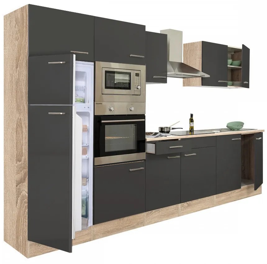 Mobilă de bucătărie Yorki 330, corp din stejar sonoma, cu față antracit satinat