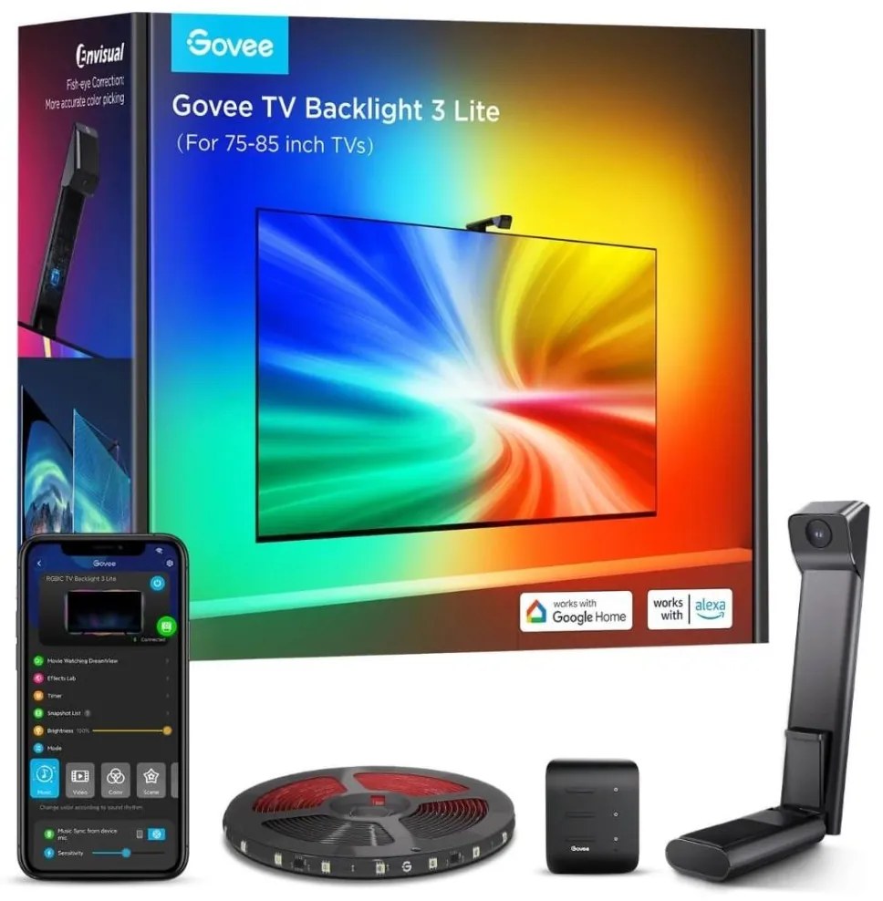 Govee TV Backlight 3 Lite TV 75-85" SMART LED retroiluminare RGBICW Wi-Fi IP67 + telecomandă
