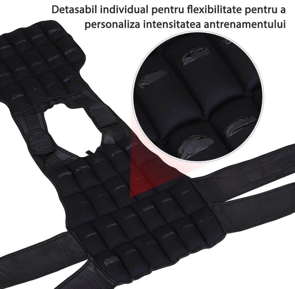 HOMCOM Vesta ponderata 20kg cu 38 Greutati, Captuseala si Inchideri cu Velcro