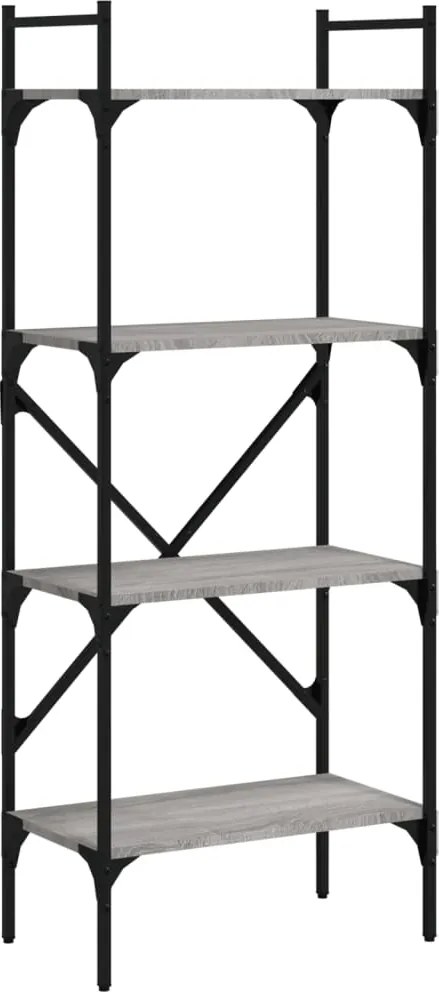 vidaXL Bibliotecă cu 4 niveluri, gri sonoma, 56x31,5x138,5 cm, lemn
