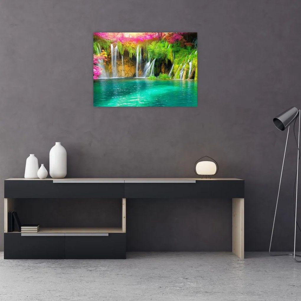 Tablou - Cascada, Lacurile Plitvice, Croația (70x50 cm)