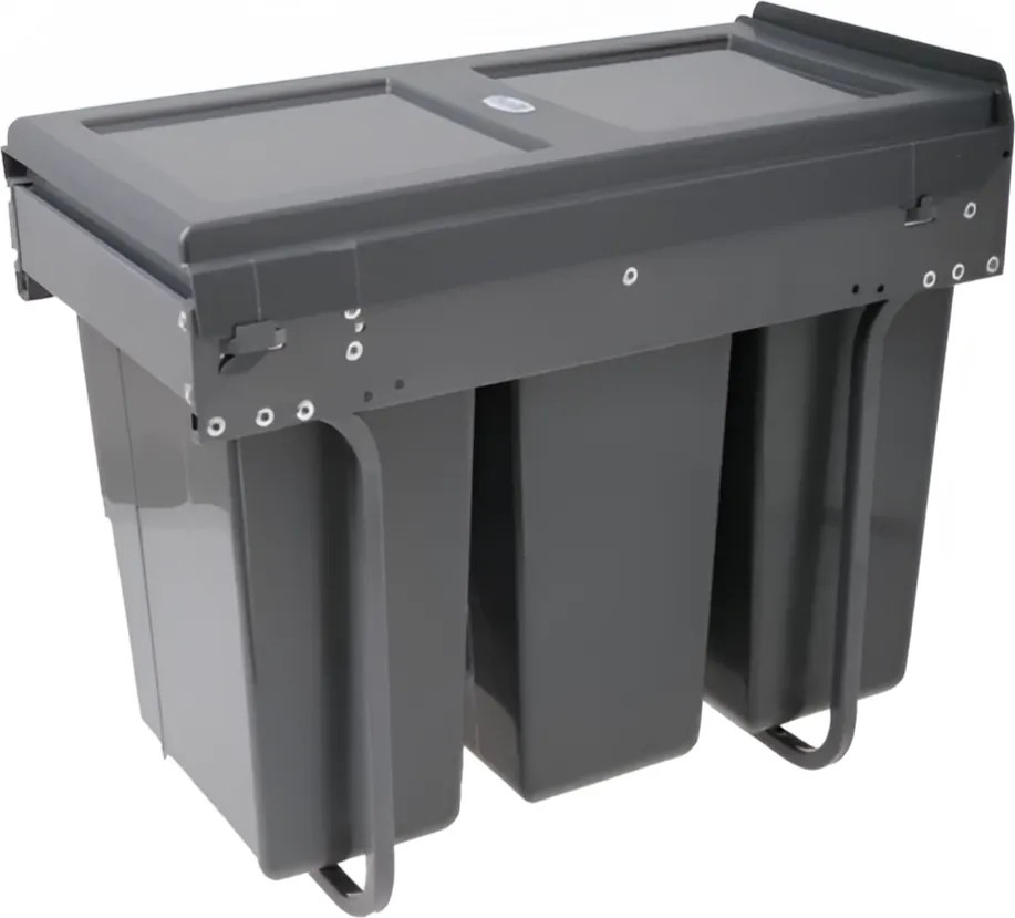 Cos gunoi incorporabil GTV Practi Eco, colectare selectiva, pentru corp de 300 mm, gri antracit, 3 x 10 l Plastic, Gri antracit, L:282 mm; A:500 mm;