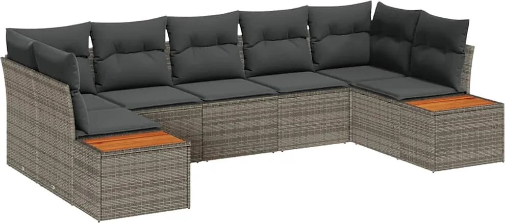 vidaXL Set de canapele pentru grădină cu pernă 7 pcs Gri poliratan