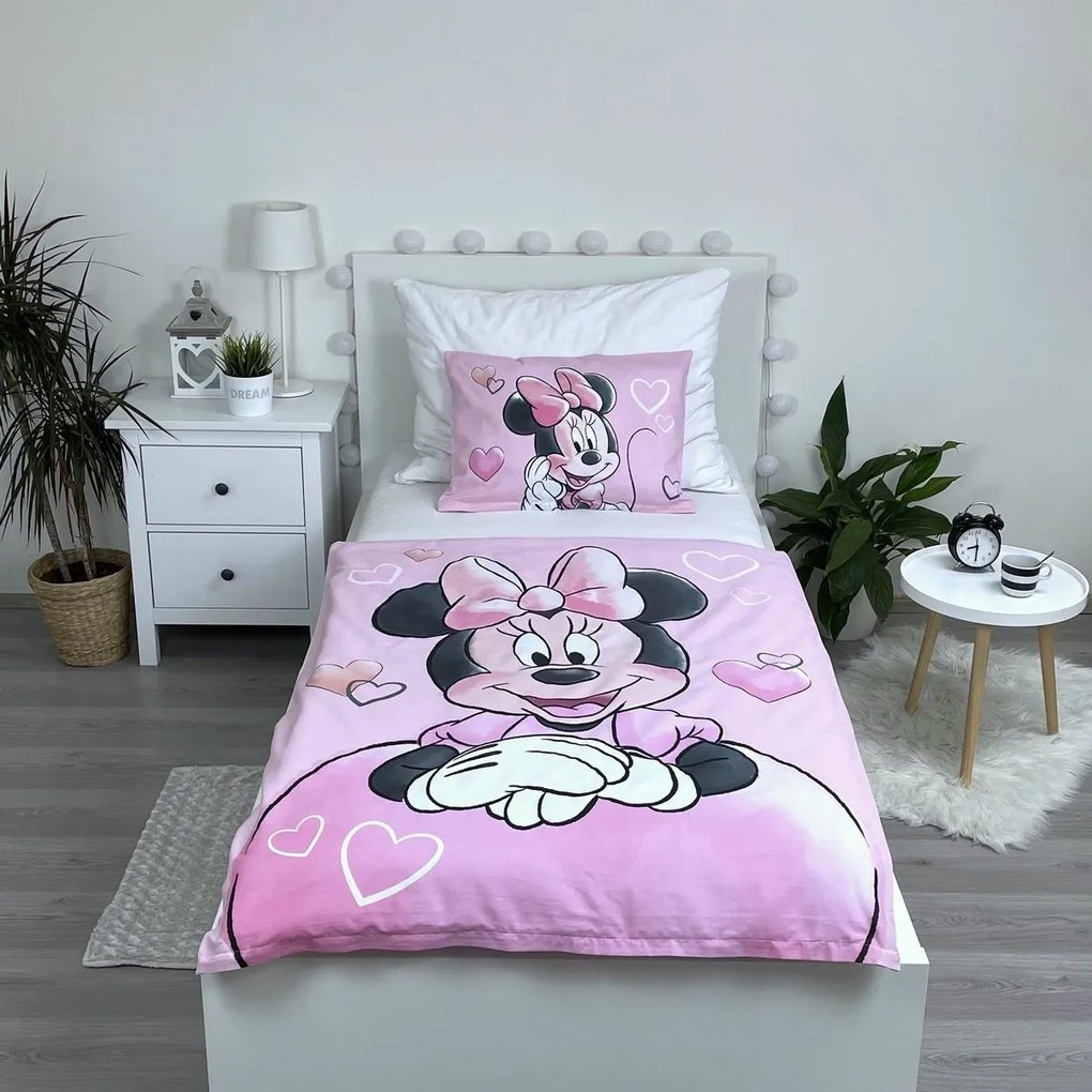 Jerry Fabrics Lenjerie de pat din bumbac pentru copii Minnie Powder pink