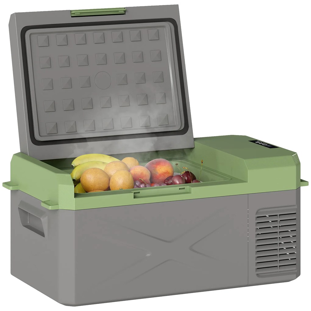 Outsunny Cutie frigorifică electrică portabilă 16,3L, frigider de mașină portabil congelator și frigider 12/24V gri | Aosom Romania