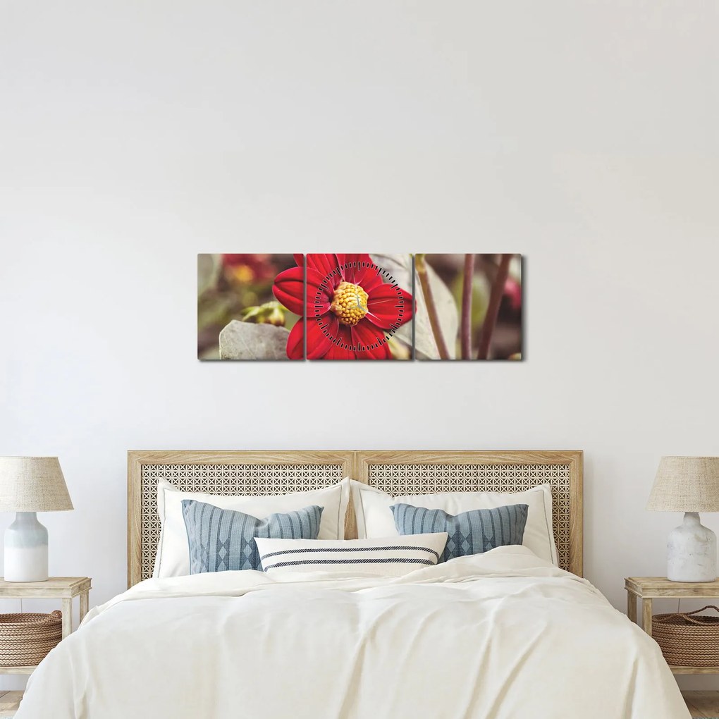 Tablou cu floare (cu ceas) (90x30 cm)