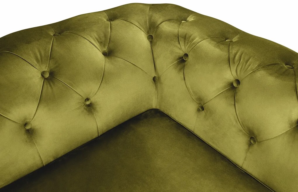 Canapea extensibila Oxford Chesterfield, 88x216x75 cm, 3 locuri, Olive