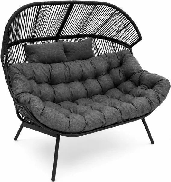 Canapea de gradina AURELO cu doua locuri 146 cm, neagra