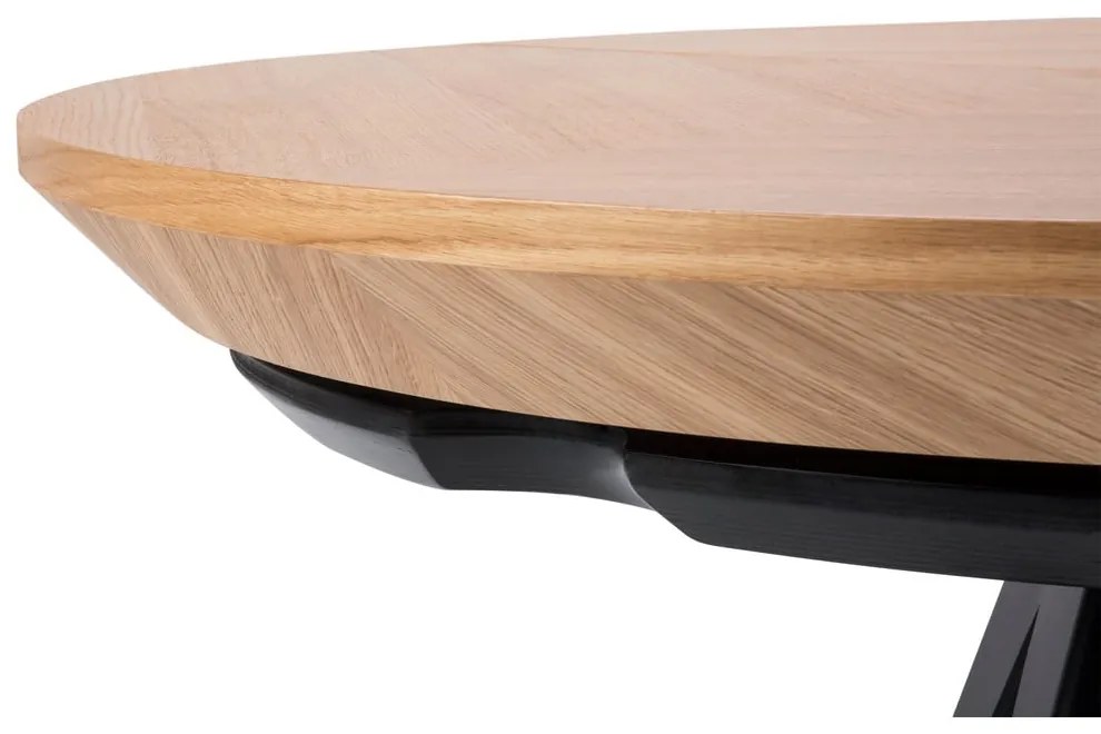 Masă de dining rotundă extensibilă cu blat cu aspect de lemn de stejar cu blat suplimentar ø 120 cm Magnus – Windsor &amp; Co Sofas