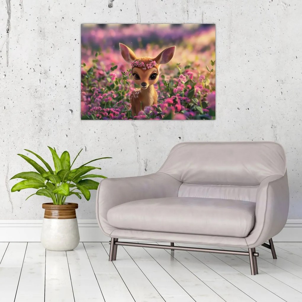 Tablou pe sticlă - Căprioară Drăgălașă (70x50 cm)
