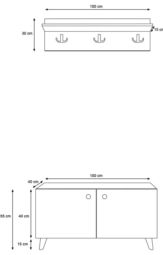 Set mobilier pentru hol Gardi (Stejar + Alb). 1072691