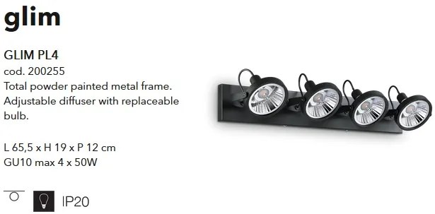 Aplica design modern GLIM PL4 NERO 200255
