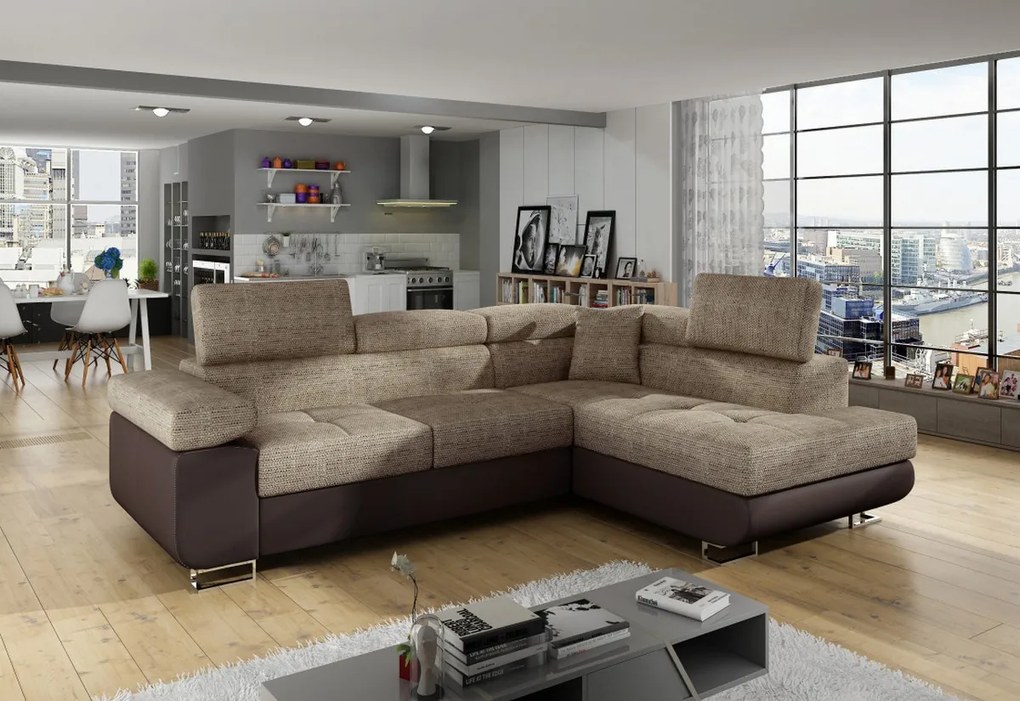 Supermobel Colțar extensibil ANTON, 275x90x202, ontario 83/soft 17, colţ stânga