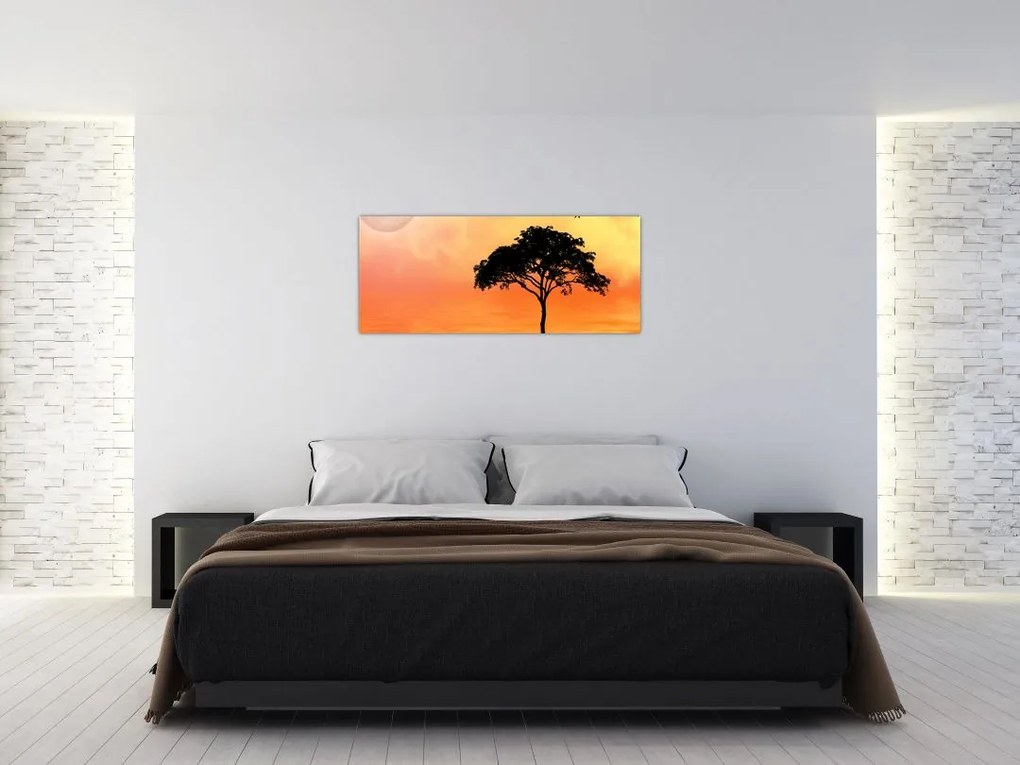 Tablou cu copac în apus de soare (120x50 cm)