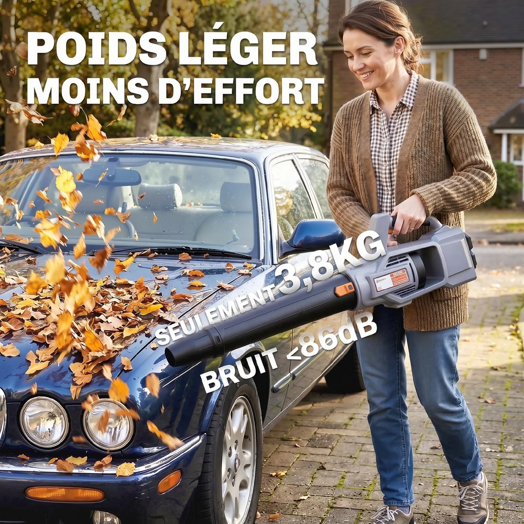 Outsunny Suflător cu Baterie 36V, Suflător de Frunze cu 2 Baterii 4Ah, Motor Brushless 1000W, 3 Niveluri de Viteză 270 km/h, Turbo Boost, Încărcător, Ușor, pentru Grădină, Frunze, Zăpadă, Praf | Aosom Romania