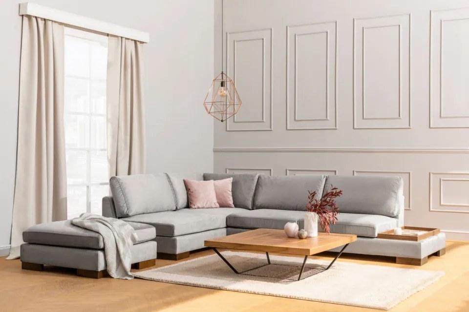 Coltar Tulip Corner Left With Pouf, Gri Deschis