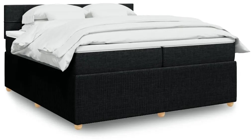 3287565 vidaXL Pat box spring cu saltea, negru, 200x200 cm, textil