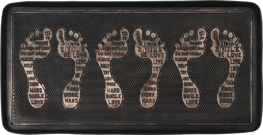 Suport din cauciuc pentru pantofi, cu patină de  bronz, 75 x 40 cm