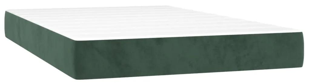 Pat box spring cu saltea, verde inchis, 120x200 cm, catifea Verde inchis, 120 x 200 cm, Benzi verticale