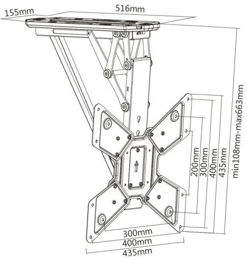 Suport inteligent de tavan pentru televizor MK FLORIA MKF-20DM444 55" negru Wi-Fi TUYA + telecomandă