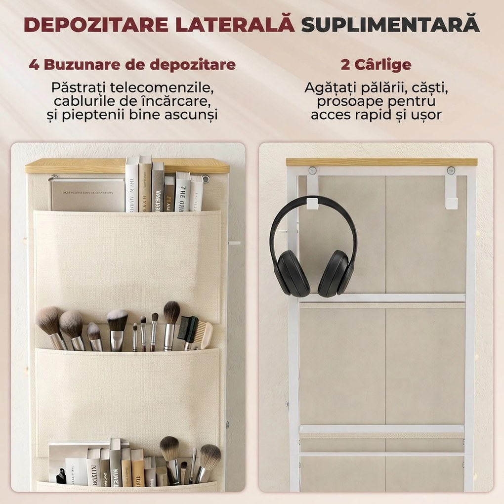 HOMCOM Comodă înaltă cu 4 sertare din material textil, bej | Aosom Romania
