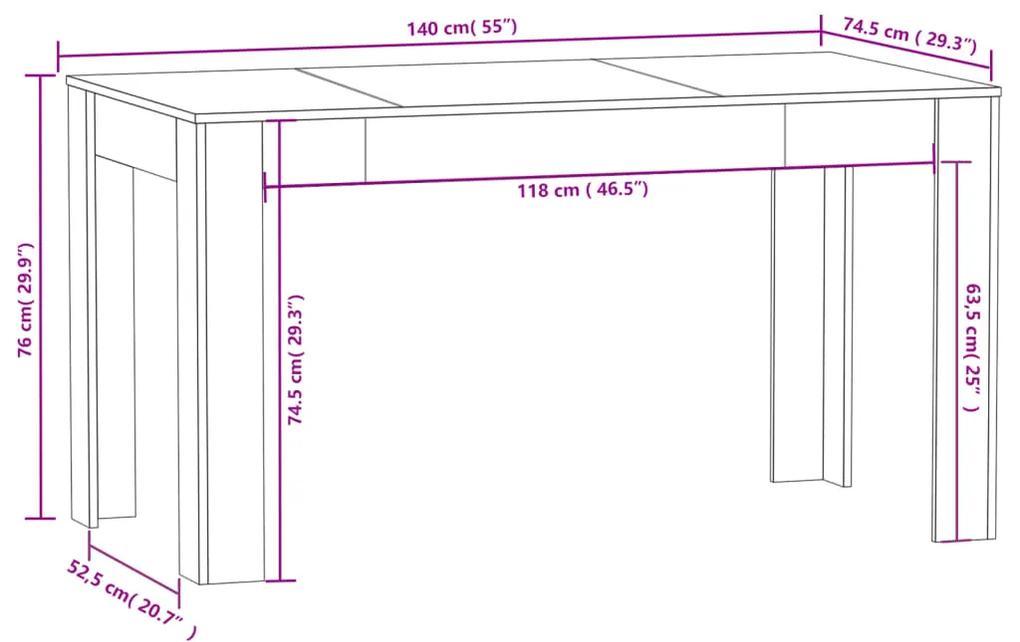 Masa de bucatarie, gri, 140x74,5x76 cm, PAL 1, Gri beton