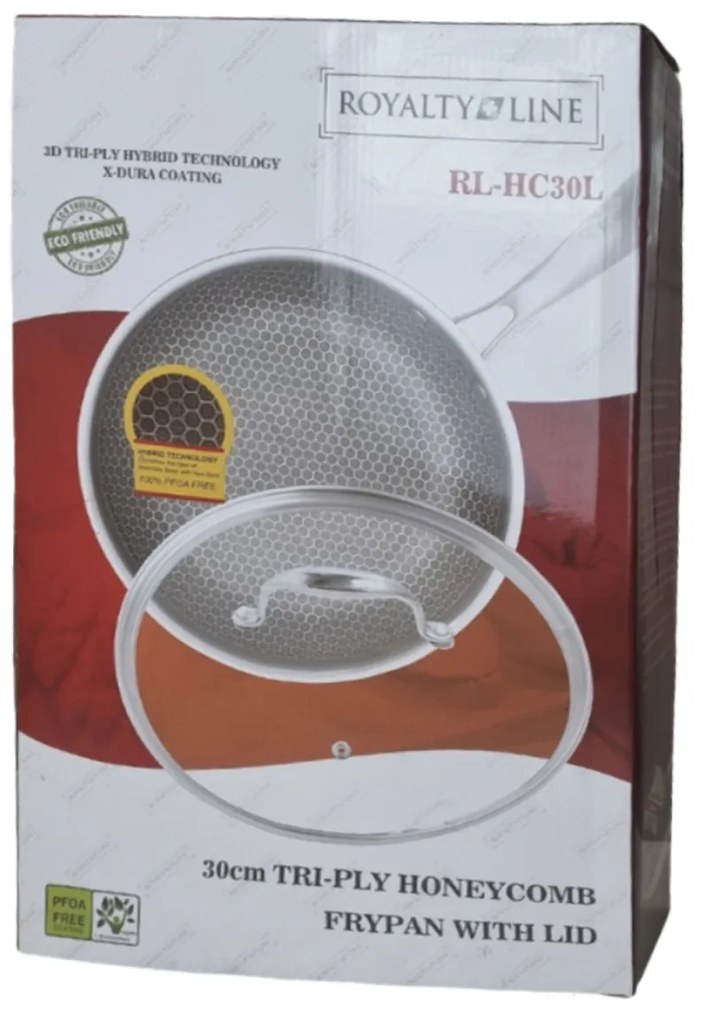 Tigaie inox cu capac, 30 cm, X-Dura Royalty Line RL-HC30L