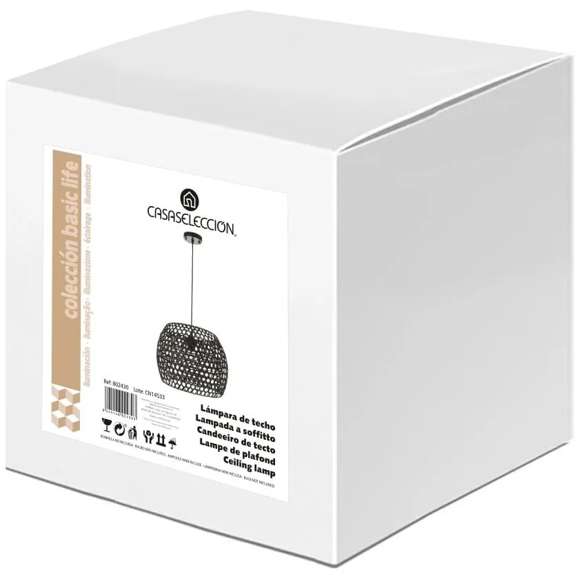 Lustră neagră cu abajur din bambus ø 35 cm – Casa Selección