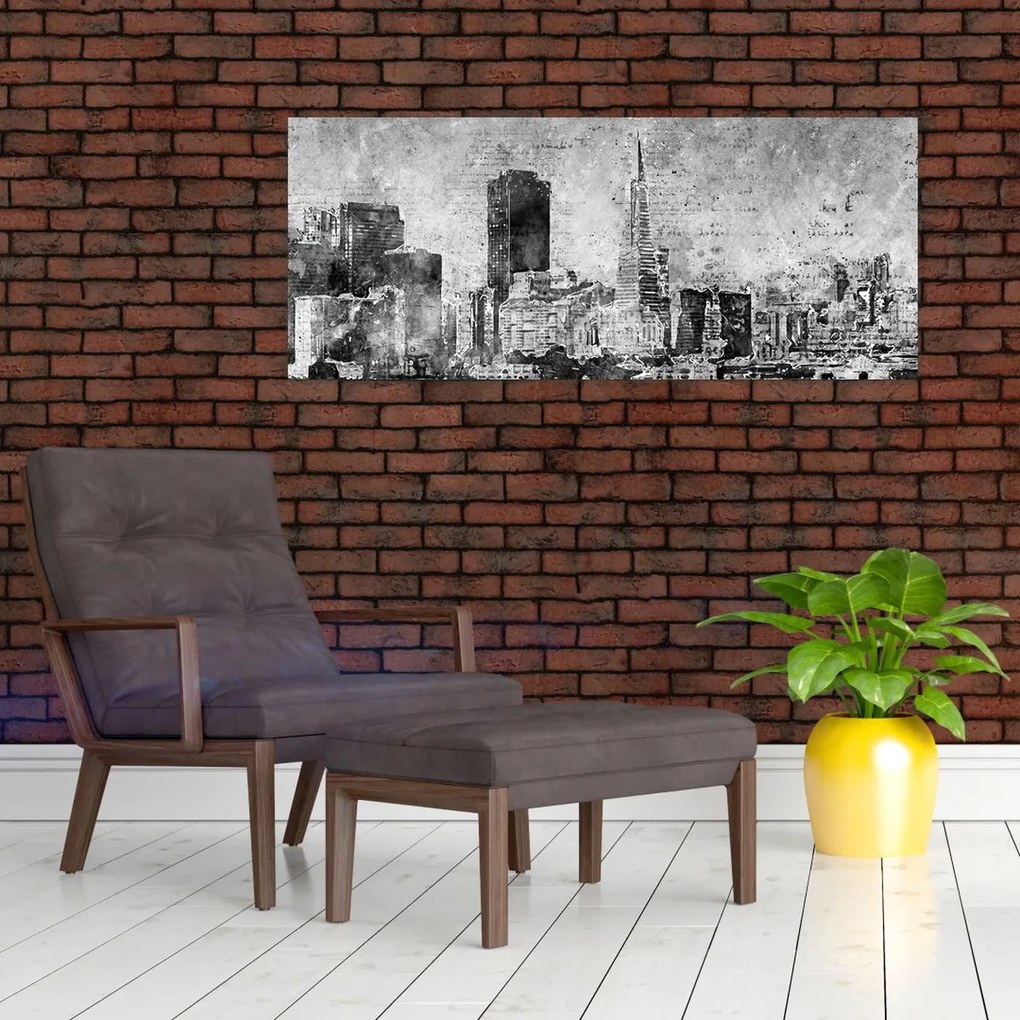 Tablou - Oraș de artă de cafea (120x50 cm)