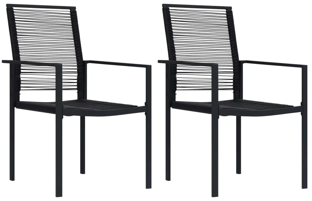vidaXL Scaune de grădină, 2 buc., negru, ratan PVC