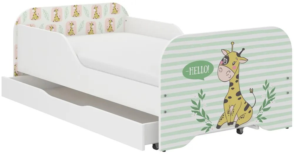 Pat drăguţ pentru copii, cu girafă 140 x 70 cm