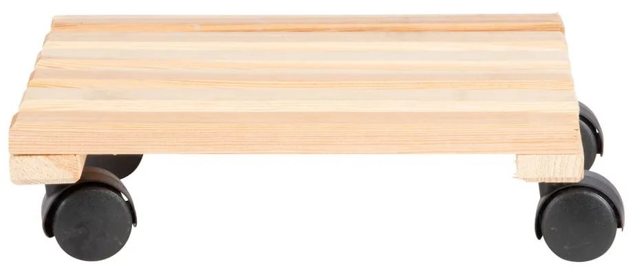 Suport din lemn cu roți pentru ghivece Esschert Design Nature, 29 x 29 cm