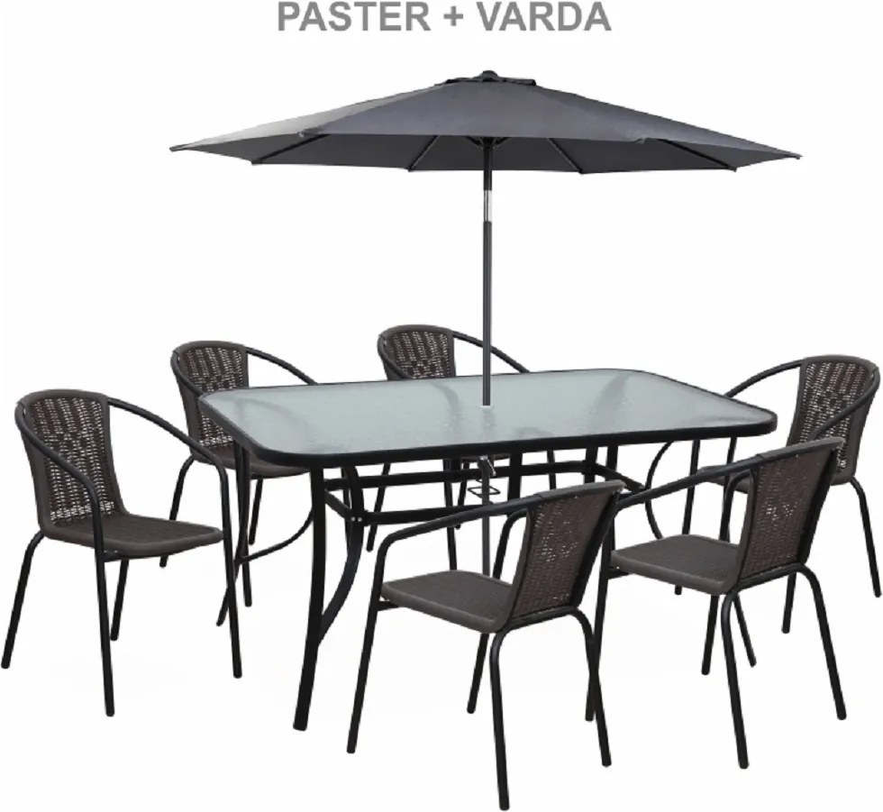 Masă dining, sticlă securizată/oţel, 150x90 cm, PASTER