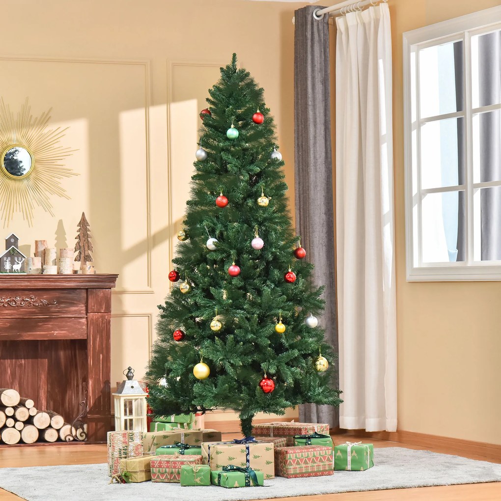 Brad de Craciun Artificial Baza Detasabila, brad verde, decoratiune de Craciun din PVC si Otel, Φ105x210cm, Verde HOMCOM | Aosom Romania