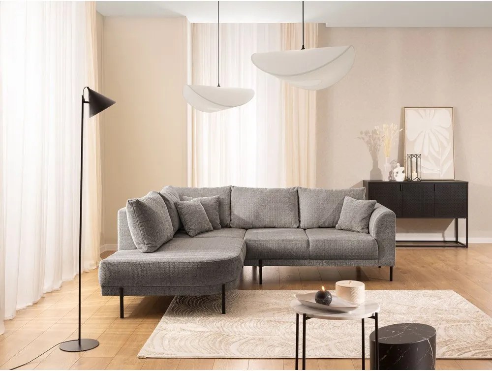 Colțar taupe cu tapițerie din chenille (cu colț pe partea stângă/în formă de ”L”) Mauris – Ropez