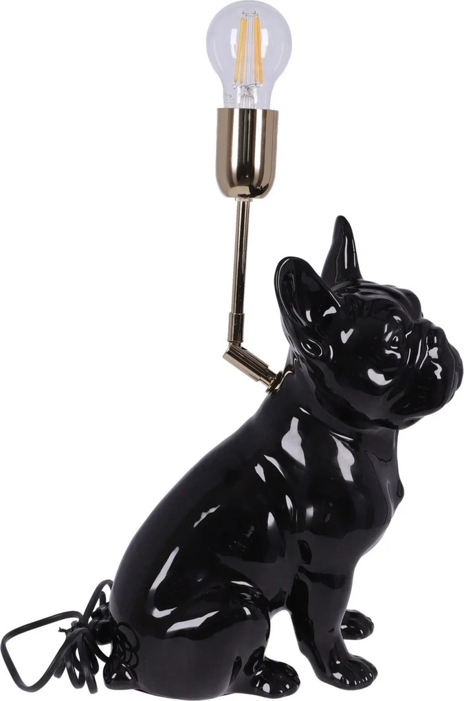 Lampa ceramica Bulldog Negru lucios h 35 cm