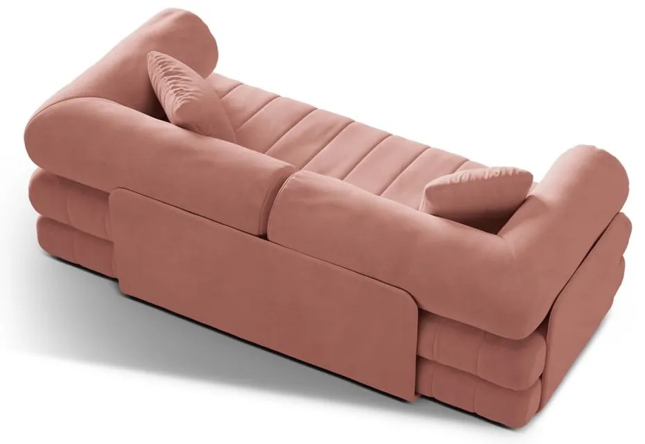 Canapea roz extensibilă cu tapițerie din catifea 206 cm Kemi – Cosmopolitan Design