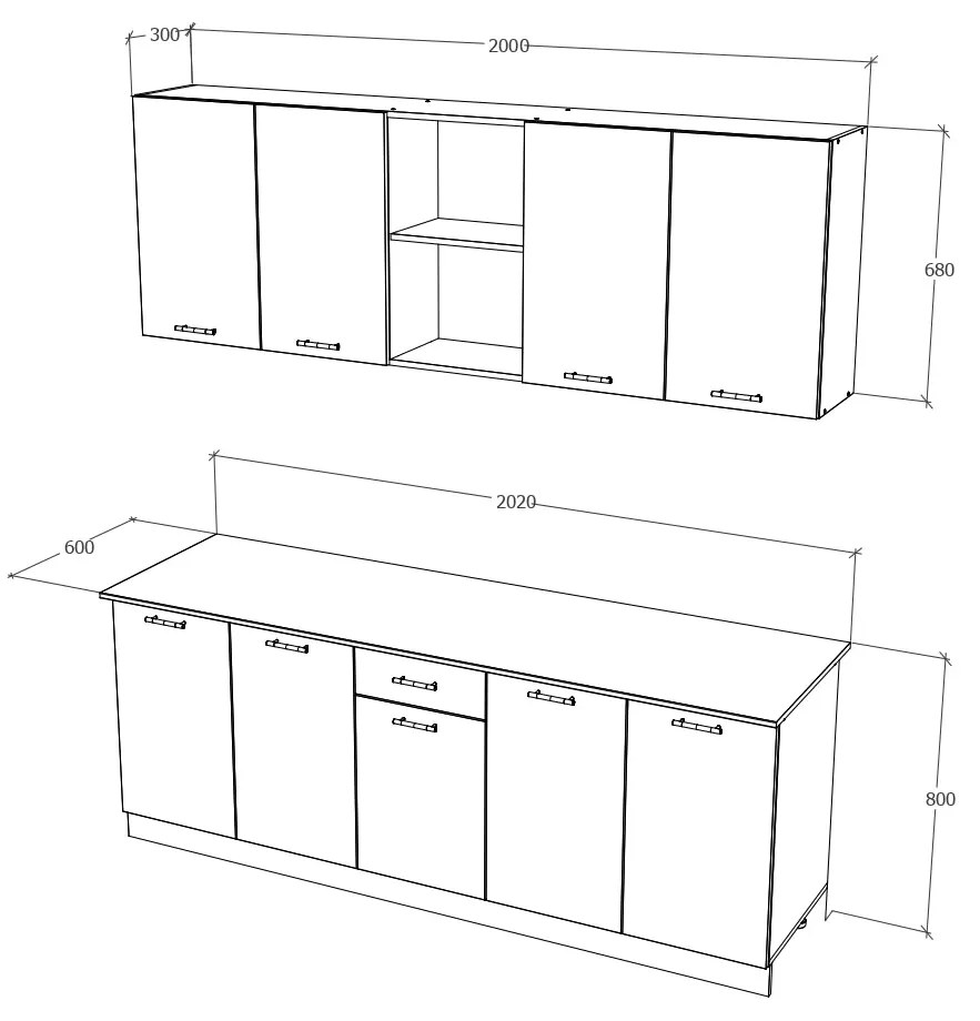 Set haaus Nisa, Stejar Bronz/Alb, L 200 cm