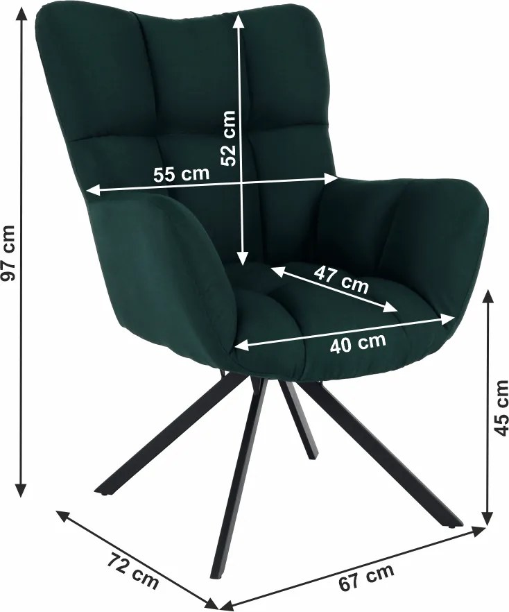 Scaun de design, ţesătură verde, KOMODO