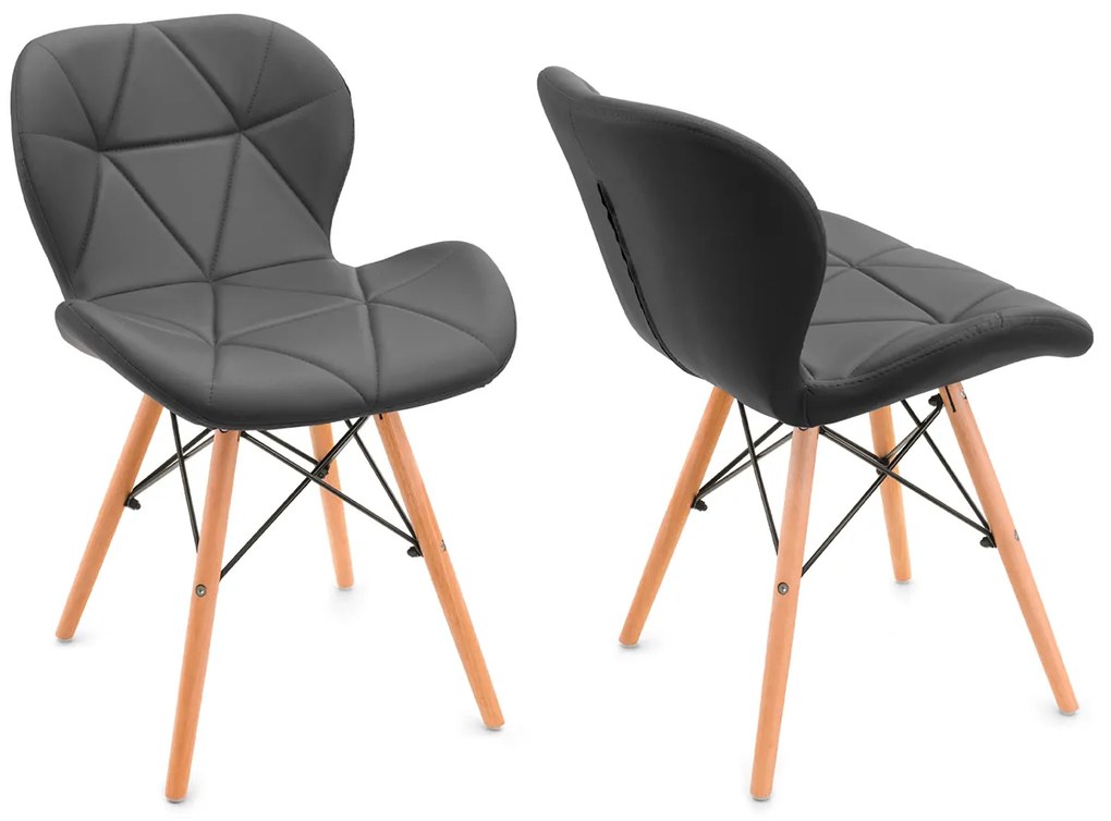 Scaune de sufragerie 4buc din piele, Grey