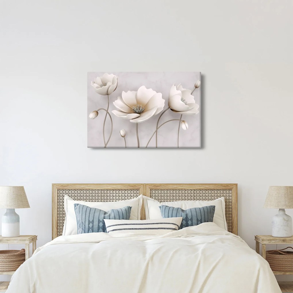 Tablou cu florile albe (90x60 cm)
