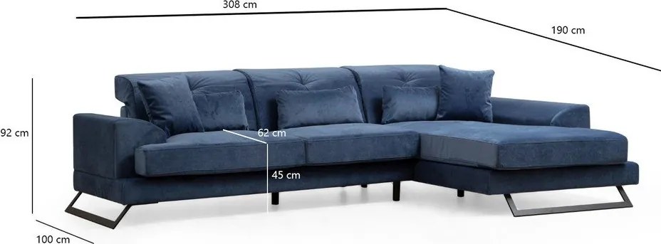 Colțar albastru (colț pe partea dreaptă) Frido – Balcab Home