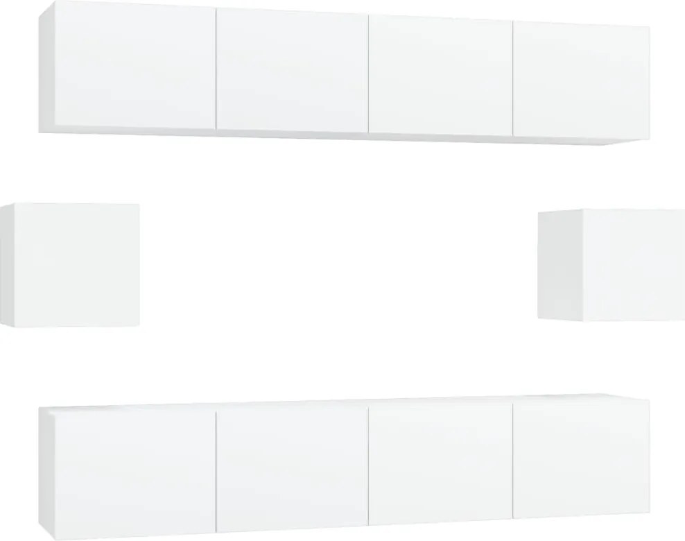 vidaXL Set dulap TV, 6 piese, alb, lemn prelucrat