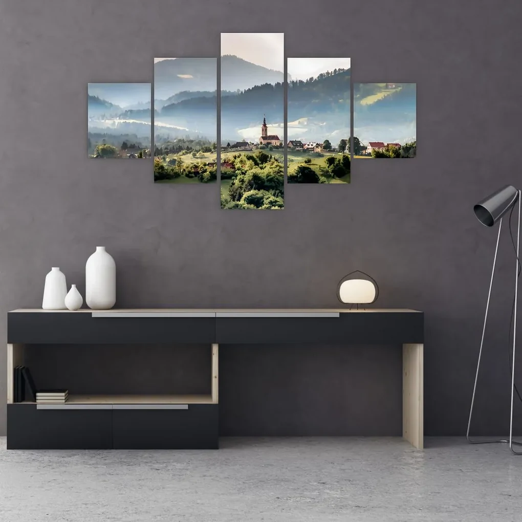 Tablou - sătuț în ceață (125x70 cm), în 40 de alte dimensiuni noi