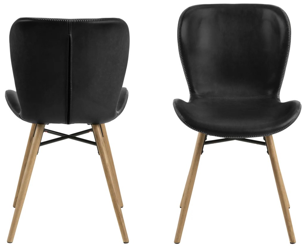 ACTONA BATILDA A1 Piele ecologică negre/picioare stejar natural - SCAUN MODERN PENTRU LIVING/SUFRAGERIE/BUCĂTĂRIE/BIROU